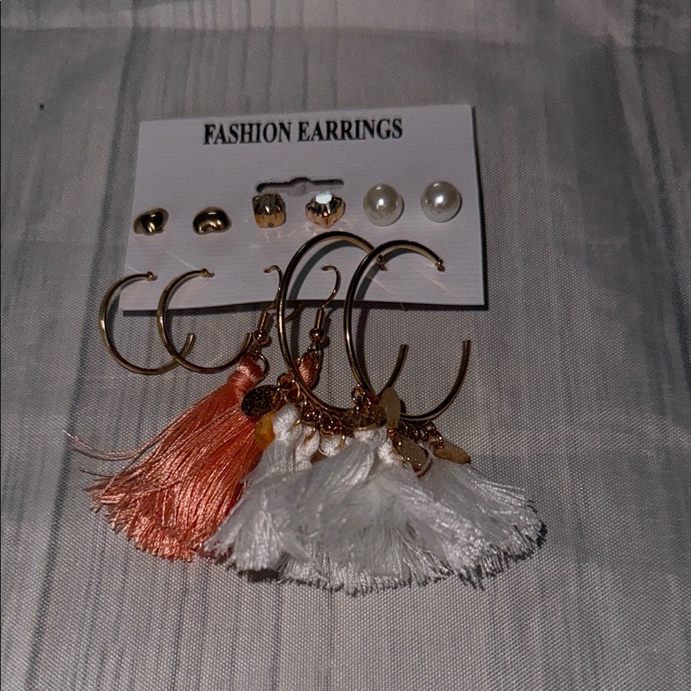 Source Unknown Gold and Orange Tassel Earrings